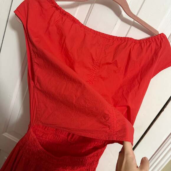 Faherty Amalfi Dress Hibiscus Red Orange Back Cutout Midi Cotton Small - Picture 5 of 10